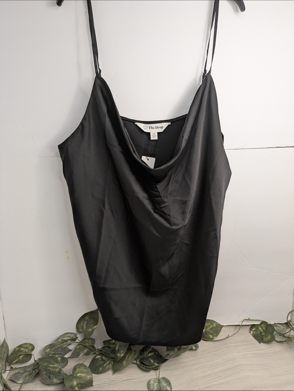 The Drop Women’s Black Satin Cowl Neck Camisole